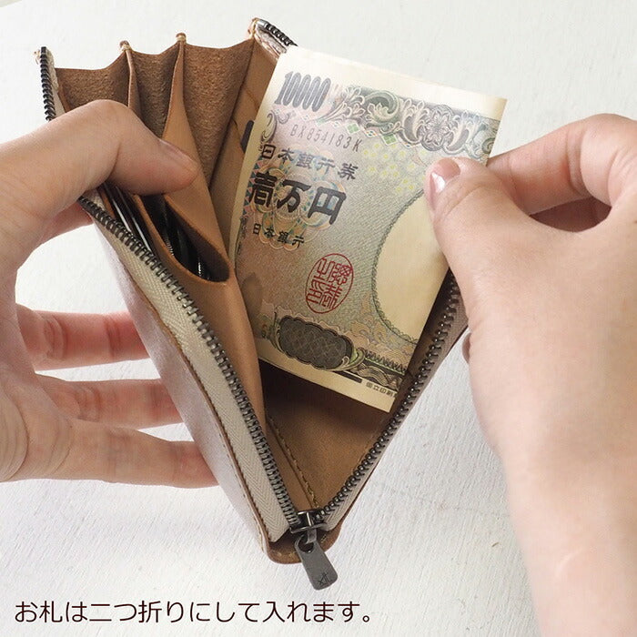 ANNAK Tochigi Leather One Action L-shaped Compact Wallet All Leather Pink Silver [AK20TA-B0005-SLV] 