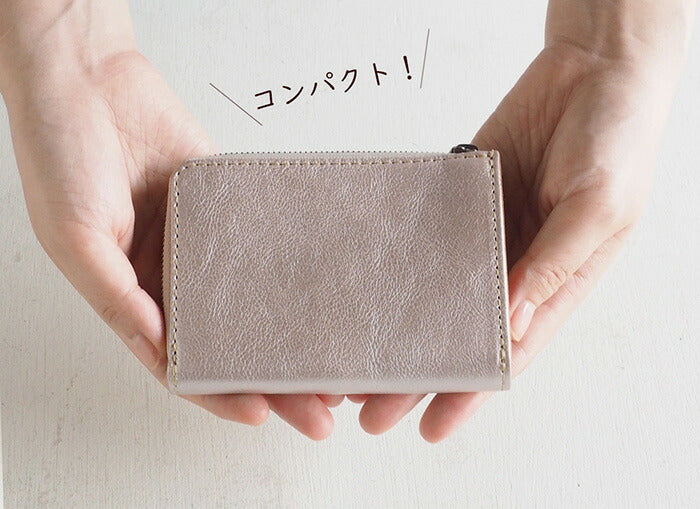 ANNAK Tochigi Leather One Action L-shaped Compact Wallet All Leather Pink Silver [AK20TA-B0005-SLV] 
