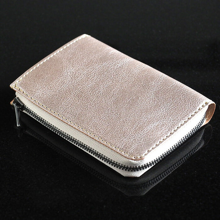 ANNAK Tochigi Leather One Action L-shaped Compact Wallet All Leather Pink Silver [AK20TA-B0005-SLV] 