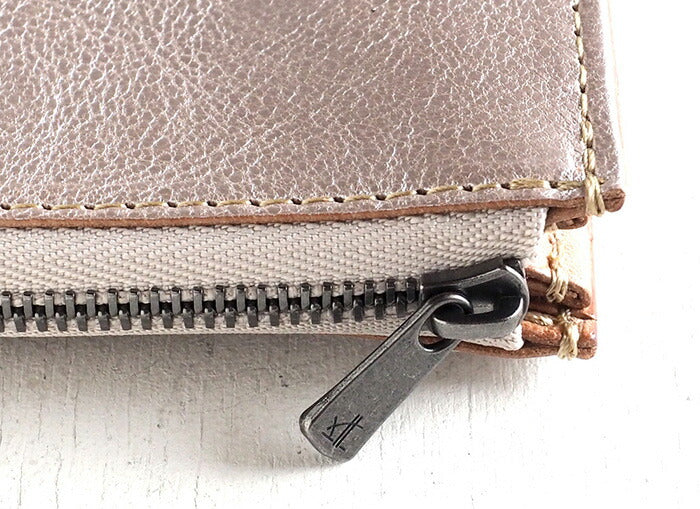 ANNAK Tochigi Leather One Action L-shaped Compact Wallet All Leather Pink Silver [AK20TA-B0005-SLV] 