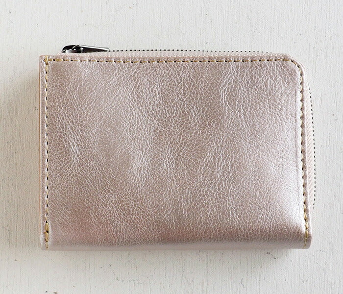 ANNAK Tochigi Leather One Action L-shaped Compact Wallet All Leather Pink Silver [AK20TA-B0005-SLV] 