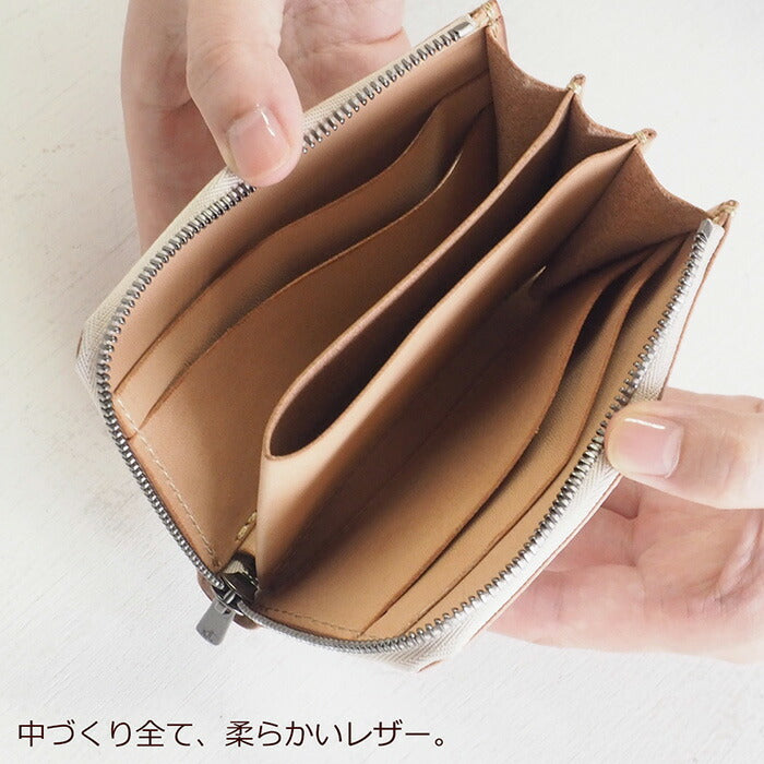 ANNAK Tochigi Leather One Action L-shaped Compact Wallet All Leather Pink Silver [AK20TA-B0005-SLV] 