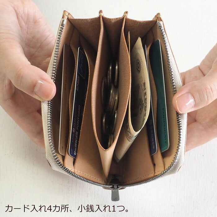 ANNAK Tochigi Leather One Action L-shaped Compact Wallet All Leather Pink Silver [AK20TA-B0005-SLV] 