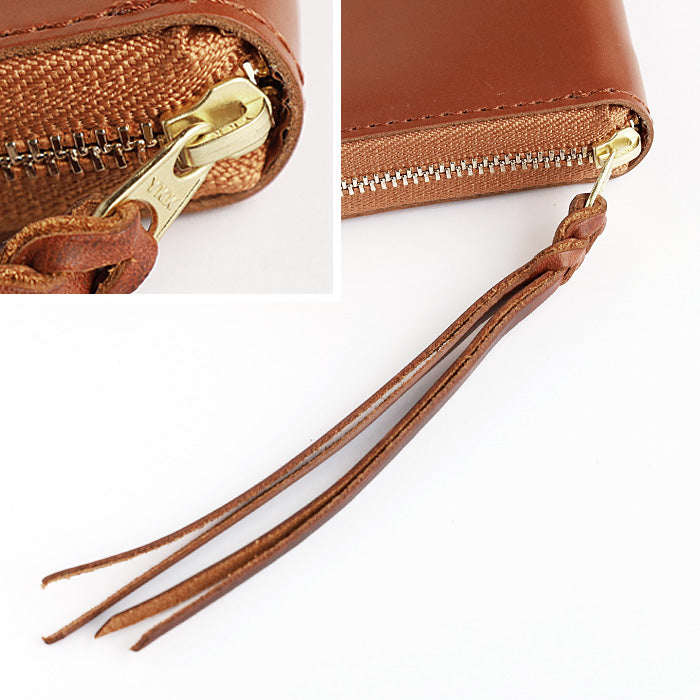 [Can store bills without folding] ANNAK Compact Round Zip Wallet Himeji Leather Brown [AK22TA-B0005-BRN] 