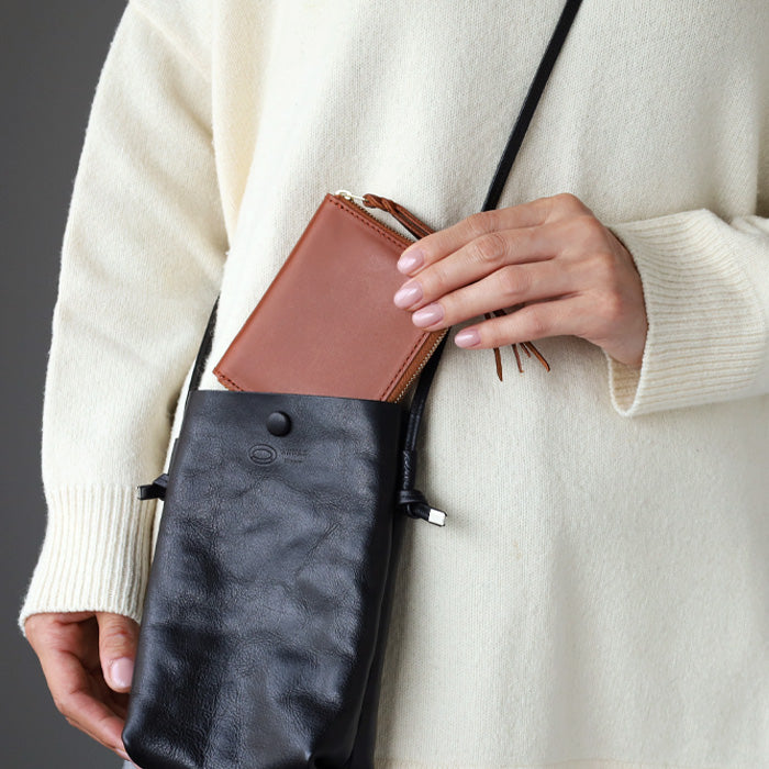 [Can store bills without folding] ANNAK Compact Round Zip Wallet Himeji Leather Brown [AK22TA-B0005-BRN] 