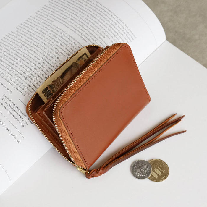 [Can store bills without folding] ANNAK Compact Round Zip Wallet Himeji Leather Brown [AK22TA-B0005-BRN] 