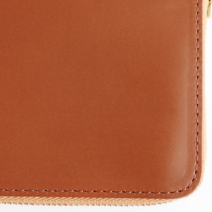 [Can store bills without folding] ANNAK Compact Round Zip Wallet Himeji Leather Brown [AK22TA-B0005-BRN] 