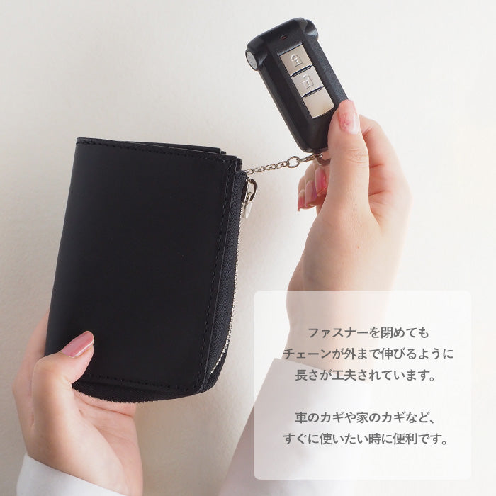 [Can store 2 smart keys, cards, banknotes, etc.] ANNAK smart key case wallet Himeji leather black [AK22TA-D0020-BLK] 