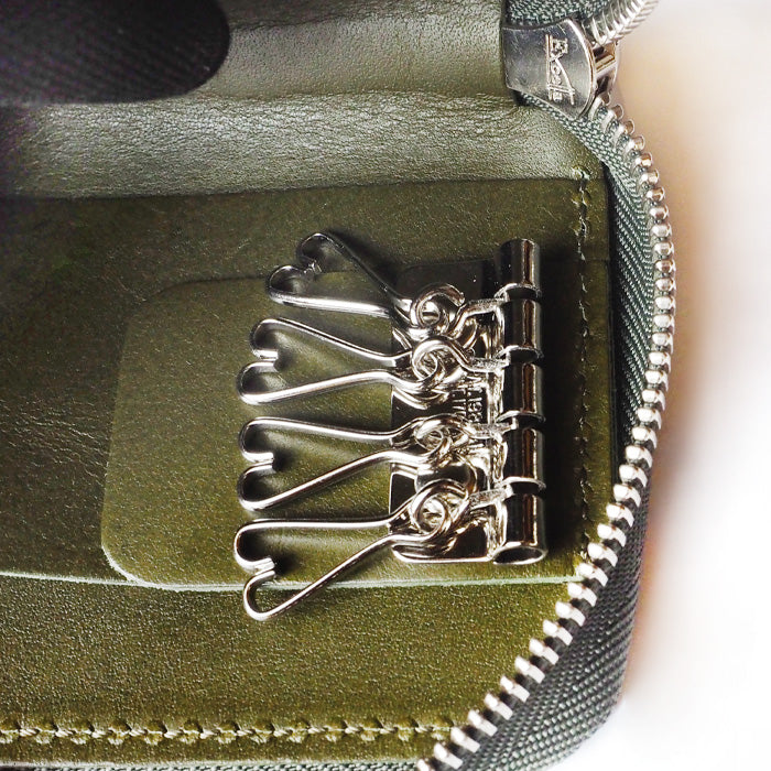 [Can store 2 smart keys, cards, banknotes, etc.] ANNAK smart key case wallet Himeji leather green [AK22TA-D0020-GRN] 