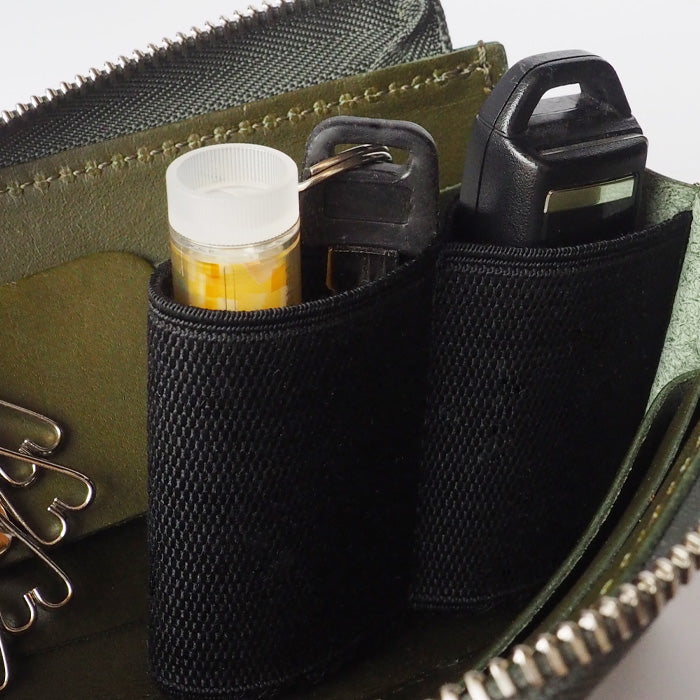 [Can store 2 smart keys, cards, banknotes, etc.] ANNAK smart key case wallet Himeji leather green [AK22TA-D0020-GRN] 