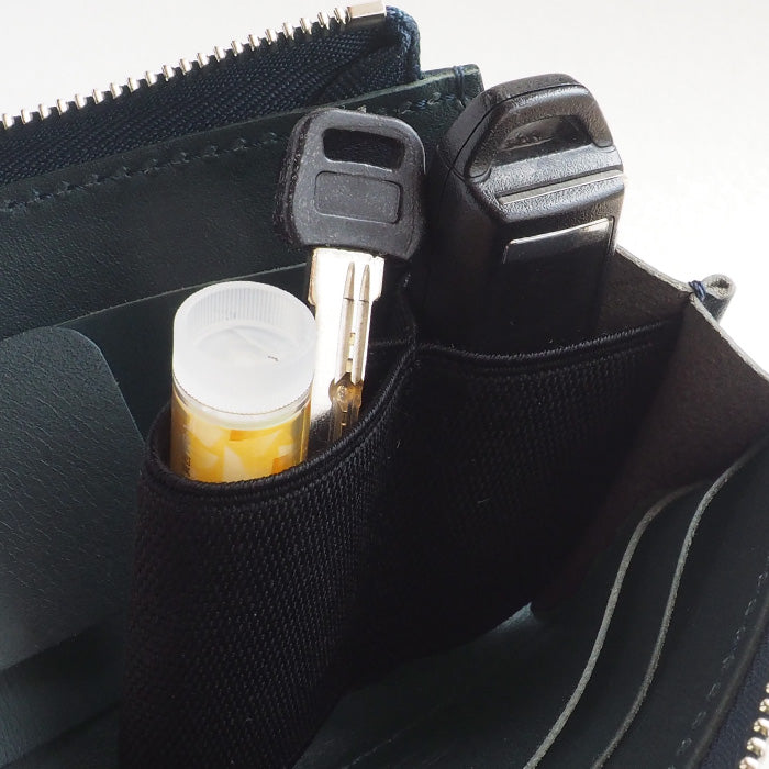 [Can store 2 smart keys, cards, banknotes, etc.] ANNAK smart key case wallet Himeji leather navy [AK22TA-D0020-NVY] 