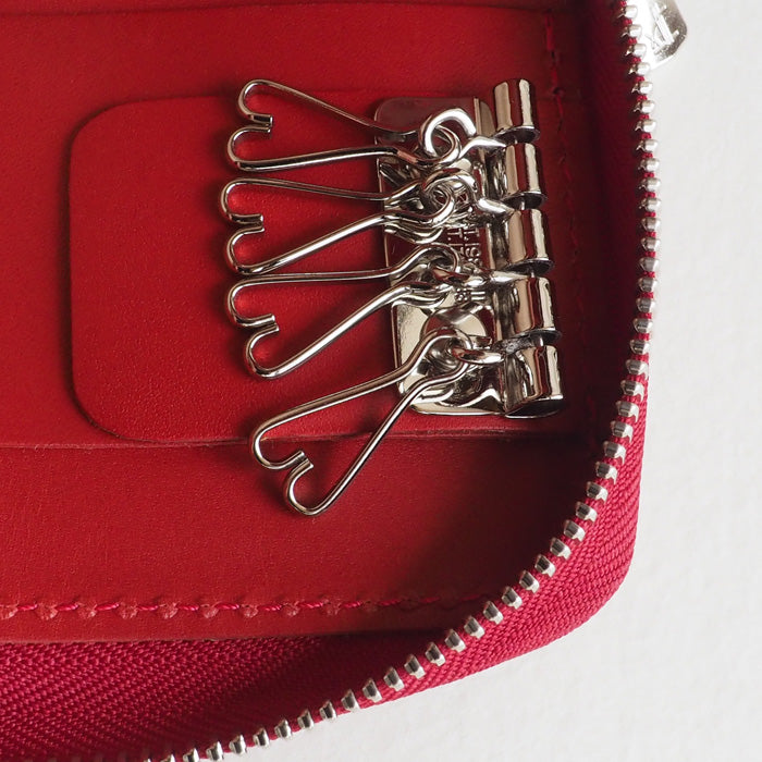 [Can store 2 smart keys, cards, banknotes, etc.] ANNAK smart key case wallet Himeji leather red [AK22TA-D0020-RED] 