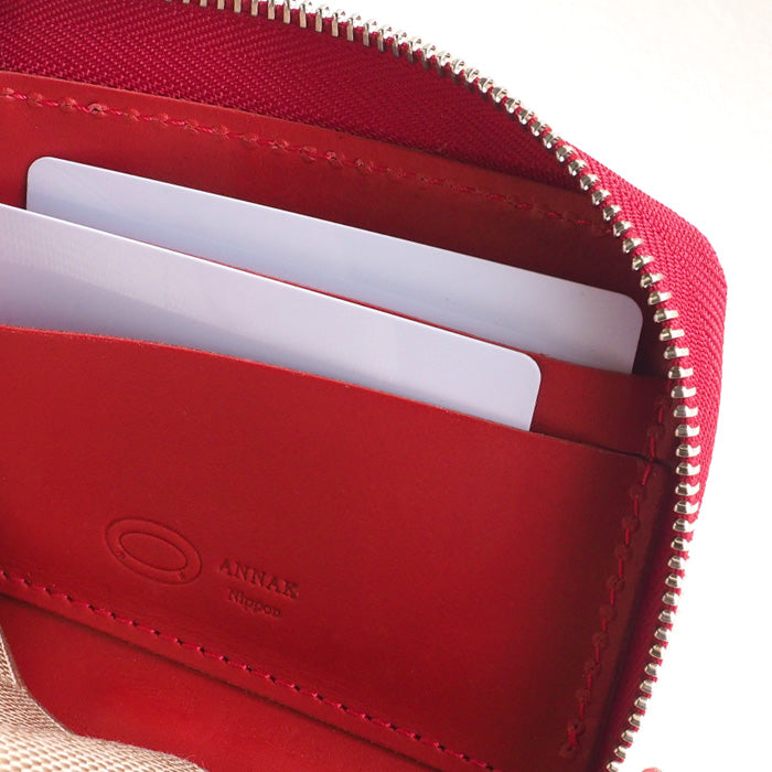 [Can store 2 smart keys, cards, banknotes, etc.] ANNAK smart key case wallet Himeji leather red [AK22TA-D0020-RED] 
