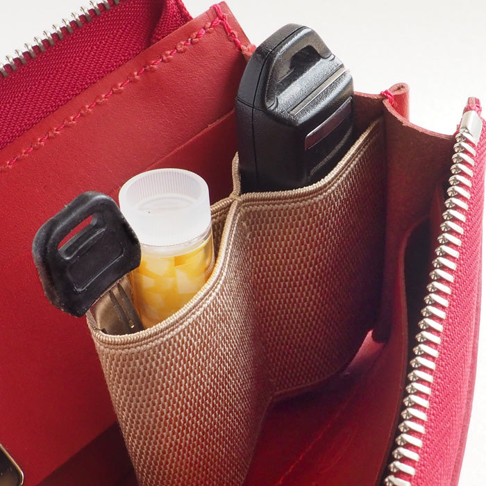 [Can store 2 smart keys, cards, banknotes, etc.] ANNAK smart key case wallet Himeji leather red [AK22TA-D0020-RED] 