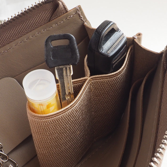 [Can store 2 smart keys, cards, banknotes, etc.] ANNAK smart key case wallet Himeji leather taupe (graige) [AK22TA-D0020-TAU] 