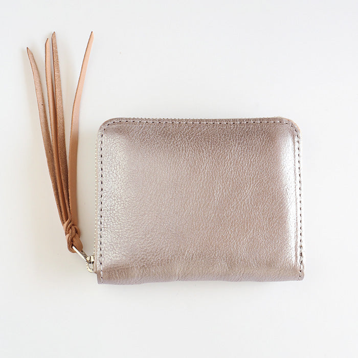 [You can store bills without folding them] ANNAK compact round zip wallet, genuine leather, pink silver [AK22TA-B0005-SLV]
