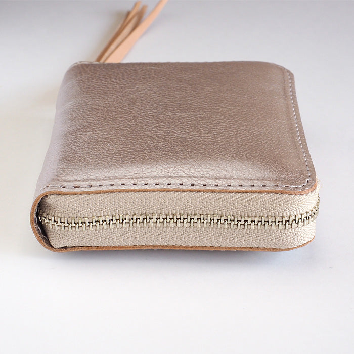 [You can store bills without folding them] ANNAK compact round zip wallet, genuine leather, pink silver [AK22TA-B0005-SLV]