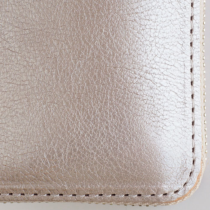 [You can store bills without folding them] ANNAK compact round zip wallet, genuine leather, pink silver [AK22TA-B0005-SLV]