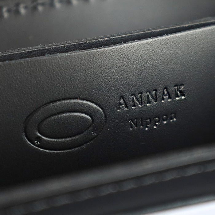 [Can store bills without folding] ANNAK Compact Round Zip Wallet Himeji Leather Black [AK22TA-B0005-BLK] 
