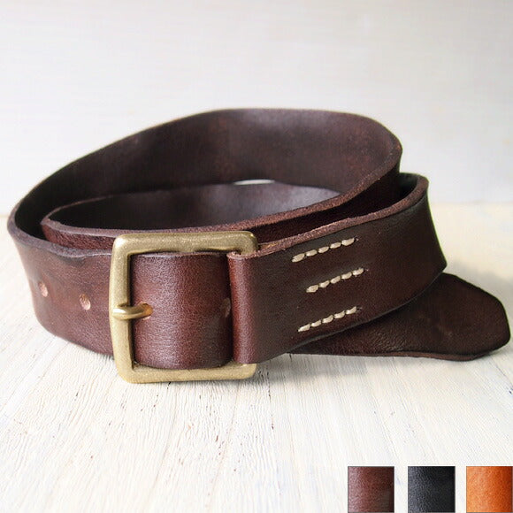 [Unisex / 3 colors to choose from] ANNAK Washed leather stitch belt [AK8TA-C8010] 
