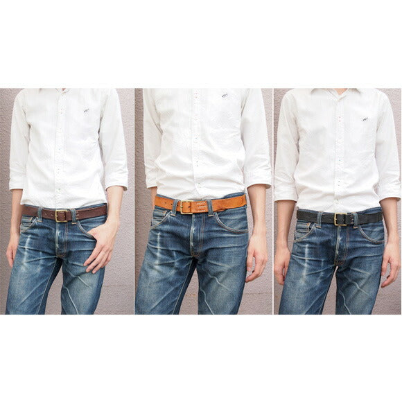 [Unisex / 3 colors to choose from] ANNAK Washed leather stitch belt [AK8TA-C8010] 