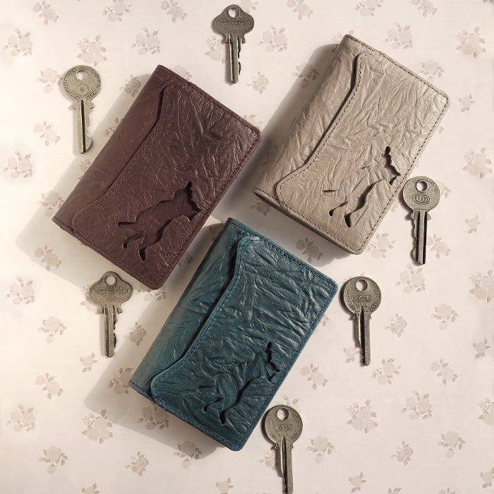 aoneco Key & Card Case [an003] Waji's Protective Cat Project Cat Cat Key Case Key Holder Cute Fashionable Beige Brown Green