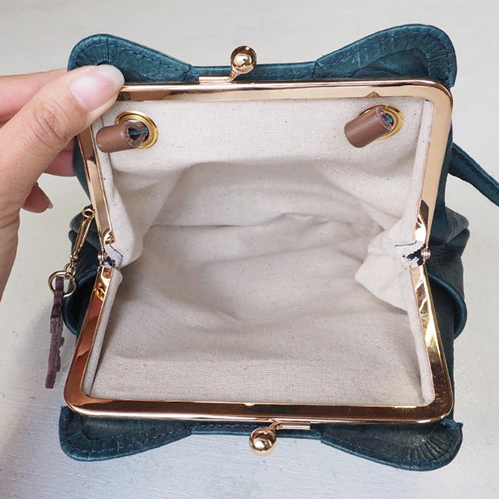 waji(ワジ) aoneco(アオネコ) スマホポシェット グレージュ・ブルーグリーン・マホガニーブラウン[an005]猫 がま口 ショルダー サコッシュ 緑 茶色 ベージュ