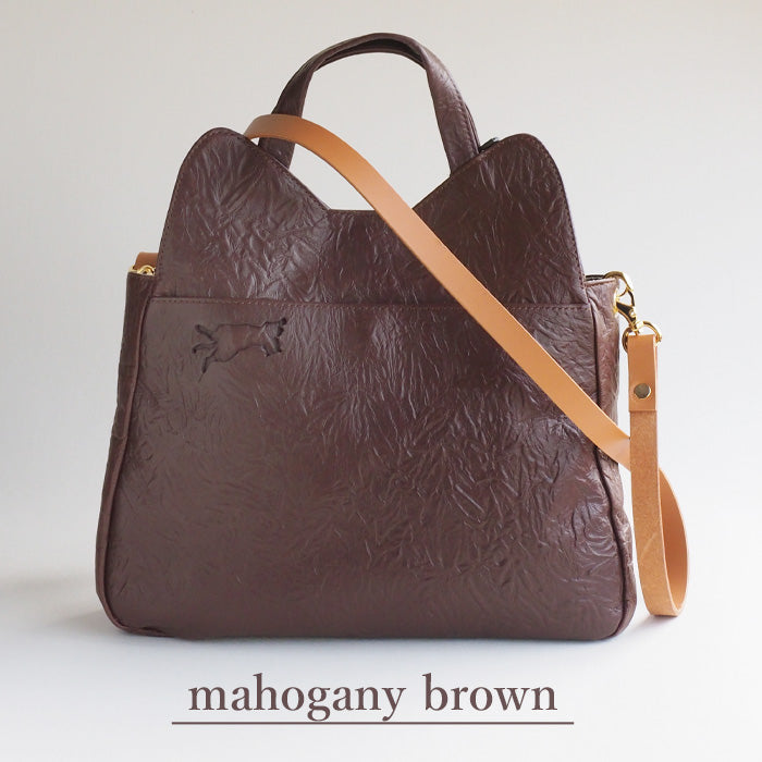 aoneco 2WAY shoulder bag [an009] waji's protective cat project, which deals with leather products cat cat shoulder handbag sacoche genuine leather beige green brown black