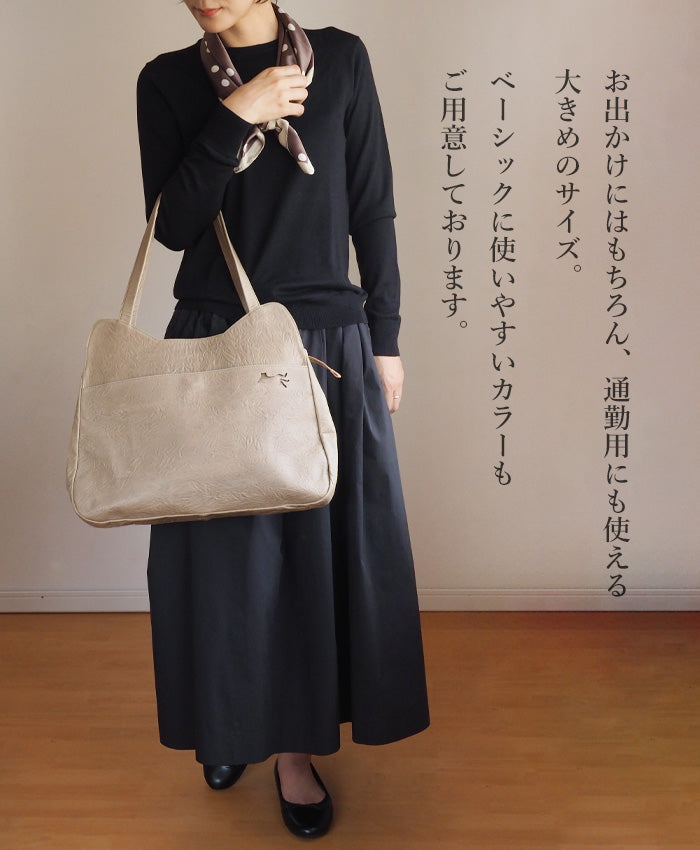 aoneco(アオネコ) トートバッグ 猫の毛並みの型押し 姫路レザー [an010] 革製品を手がけるwajiさんの保護猫プロジェクト ネコ 猫 肩掛け 大きめ ハンドバッグ ベージュ 緑 茶 黒