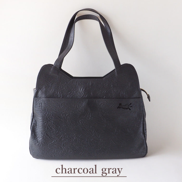 aoneco(アオネコ) トートバッグ 猫の毛並みの型押し 姫路レザー [an010] 革製品を手がけるwajiさんの保護猫プロジェクト ネコ 猫 肩掛け 大きめ ハンドバッグ ベージュ 緑 茶 黒