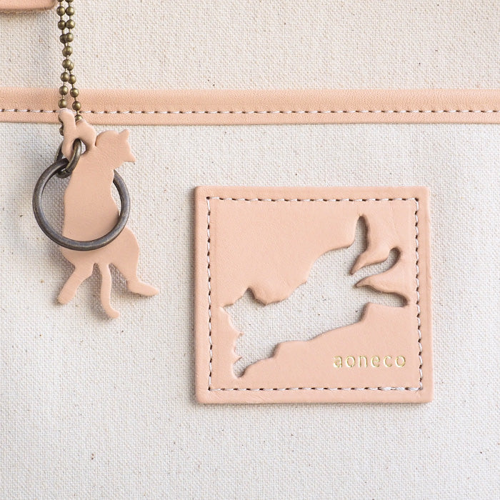 aoneco(アオネコ) ネコ足ショルダーバッグ [an013] 革製品を手がけるwajiさんの保護猫プロジェクト ネコ 猫 肩掛け ポシェット サコッシュ 本革 レザー キャンバス ベージュ 白 黒