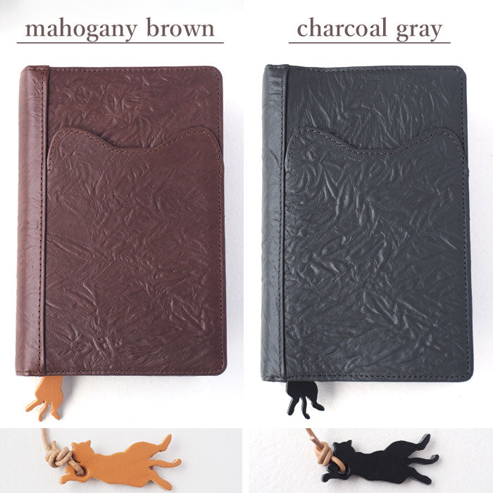 aoneco(アオネコ) 本革 システム手帳カバー [an014] 革製品を手がけるwajiさんの保護猫プロジェクト スケジュール帳 日記帳 バイブルサイズ B6 猫 牛革 レザー