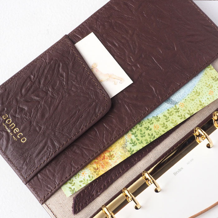 aoneco(アオネコ) 本革 システム手帳カバー [an014] 革製品を手がけるwajiさんの保護猫プロジェクト スケジュール帳 日記帳 バイブルサイズ B6 猫 牛革 レザー