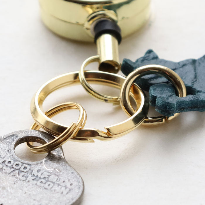 aoneco(アオネコ) リール付き キーホルダー [an015] 革製品を手がけるwajiさんの保護猫プロジェクト キーリング キーチェーン