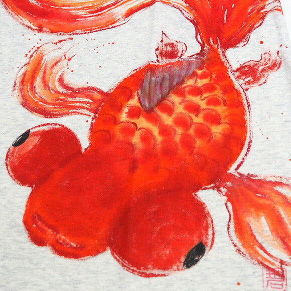 [2 colors] Blue Hand-painted Yuzen Japanese Pattern Dolman Dress Mega Red Eye Gold Short Sleeve Women's [AO-OP-02] 