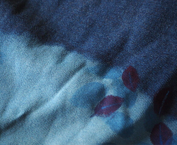 Ao Hand-painted Yuzen Japanese Pattern Hoodie Long Sleeve Wabi Sabi Yuraku Camellia Indigo Men's [AO-PK-IND01] 