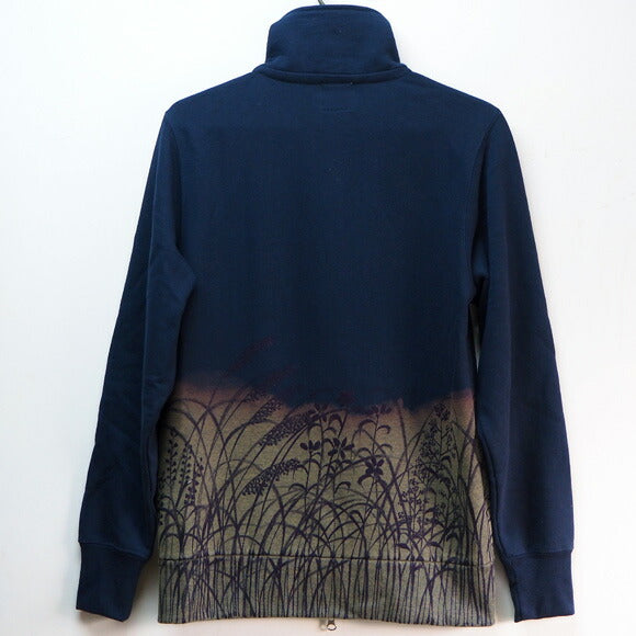 Ao Hand-painted Yuzen Japanese Pattern Zip Up Sweatshirt Long Sleeve Autumn Grass and Bat Men's [AO-SW-01] 