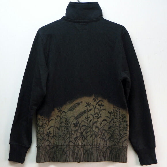Ao Hand-painted Yuzen Japanese Pattern Zip Up Sweatshirt Long Sleeve Autumn Grass and Bat Men's [AO-SW-01] 