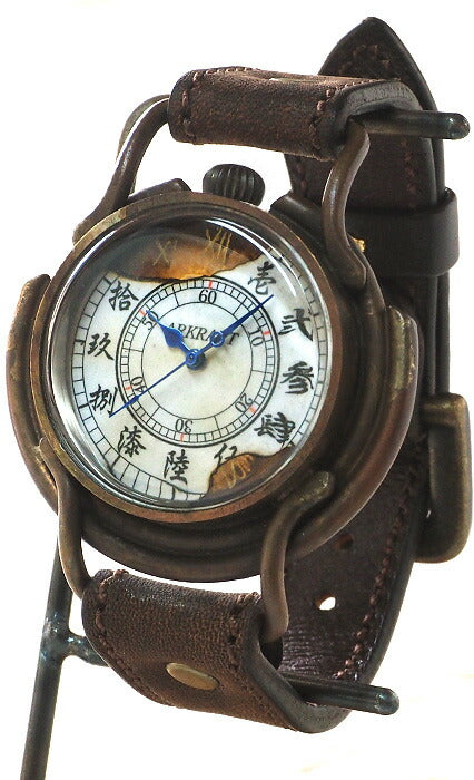 ARKRAFT 手工手錶“Curtis jumbo”中國數字/日本時鐘高級錶帶 [AR-C-002-WA] 