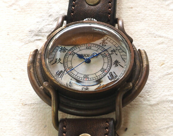 ARKRAFT 手工手錶“Curtis jumbo”中國數字/日本時鐘高級錶帶 [AR-C-002-WA] 