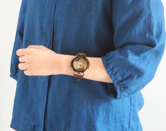 WATCH CRAFT 腕時計 12 シルバー ブラウン　クオーツ ARKRAFT Handmade Watch 
