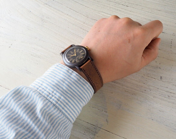 ARKRAFT 手工海瑟薇“黑色錶盤羅馬數字高級錶帶 [AR-C-005-RO] 手錶” 