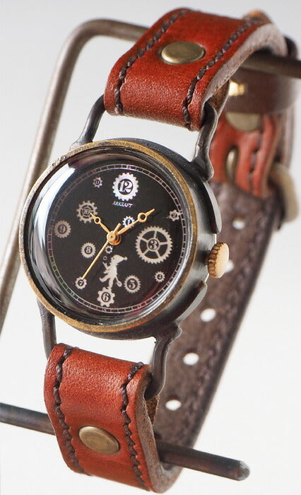 ARKRAFT 手工手錶“Pivo Small”黑色錶盤高級錶帶 [AR-C-013-BK] 
