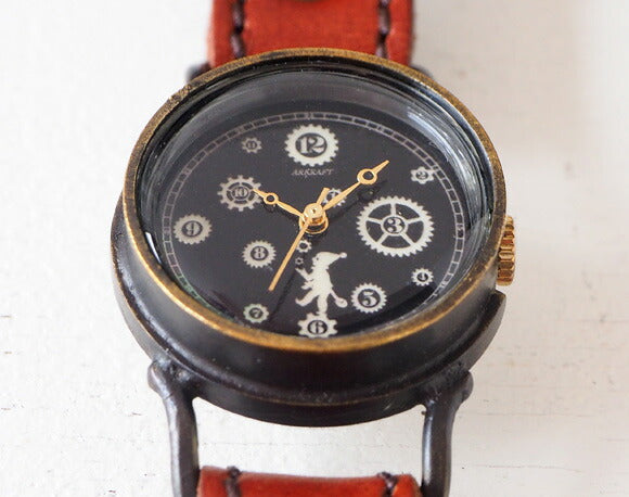 ARKRAFT（アークラフト）手作り腕時計“Pivo Small” 黒文字盤 プレミアムストラップ [AR-C-013-BK]