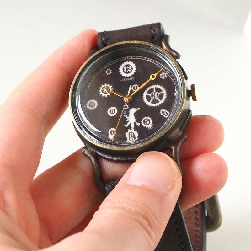 ARKRAFT Handmade Watch “Pivo Large” Black Dial Premium Strap [AR-C-014-BK] 
