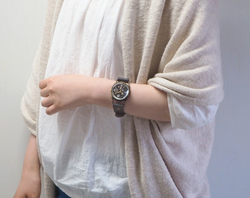 ARKRAFT Handmade Watch “Pivo Large” Black Dial Premium Strap [AR-C-014-BK] 