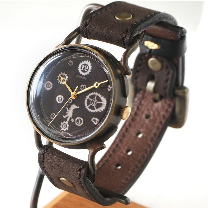 ARKRAFT 手工手錶“Pivo Large”黑色錶盤高級錶帶 [AR-C-014-BK] 