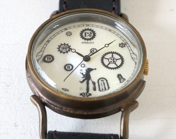 ARKRAFT（アークラフト）手作り腕時計“Pivo Large” プレミアムストラップ ホワイトシェル文字盤 [AR-C-014-WH]