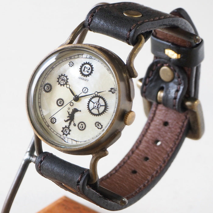 ARKRAFT 手工手錶“Pivo Large”高級錶帶白色貝殼錶盤 [AR-C-014-WH] 