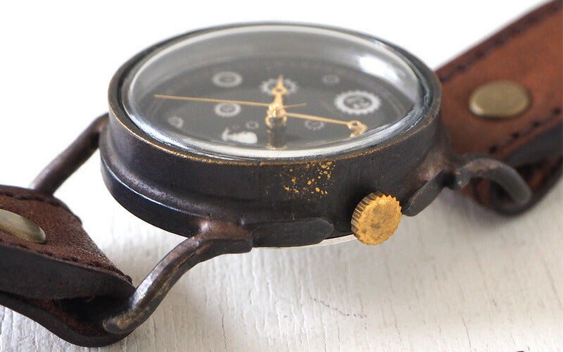 ARKRAFT（アークラフト）手作り腕時計“Pivo Medium” 黒文字盤 プレミアムストラップ [AR-C-018-BK]